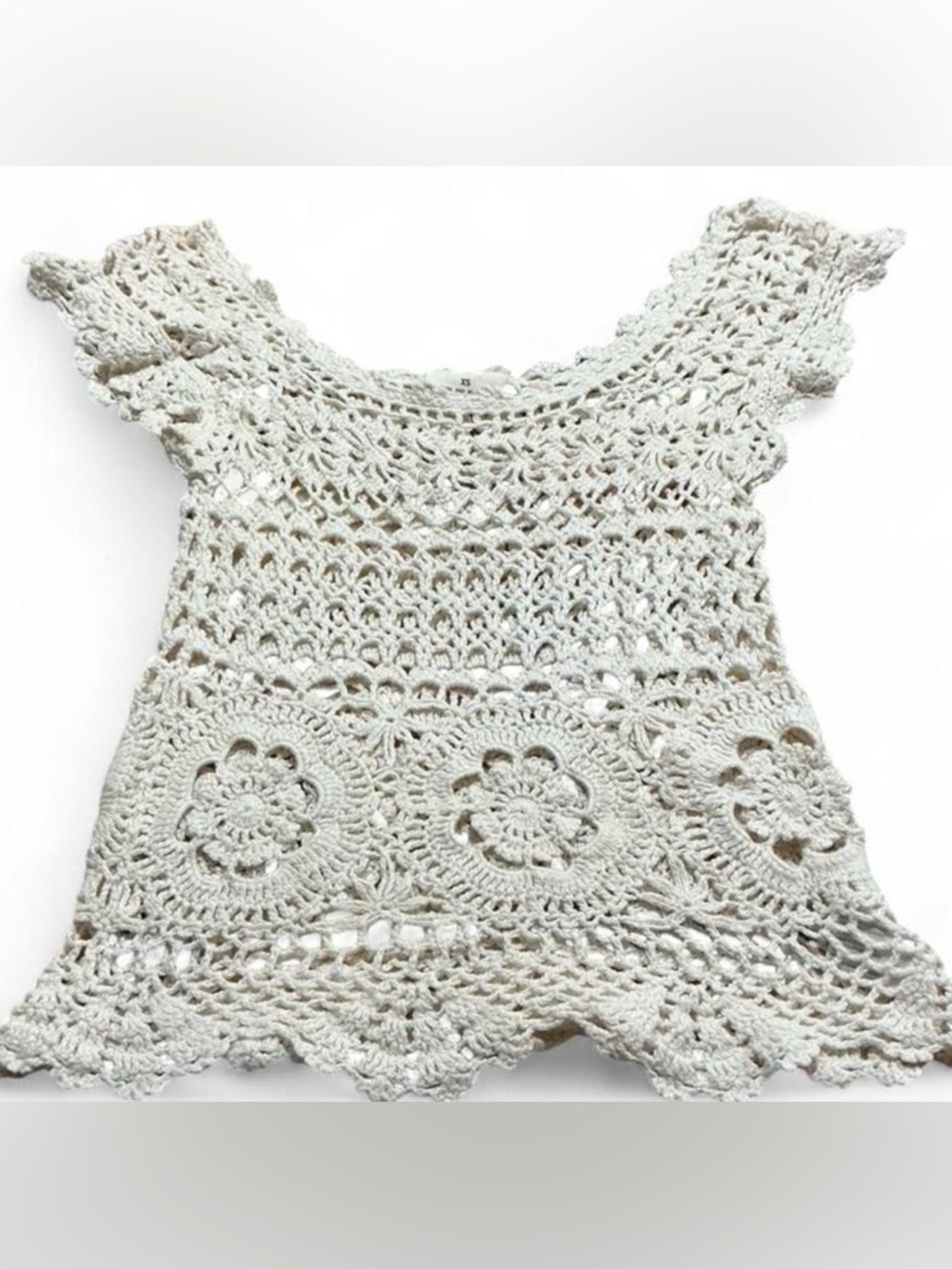 Pins and Needle Cactus Blossom Cream Colored Boho Crochet Top Womens XS